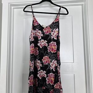 Roxy Black Slip Dress with Pink & Orange Floral Print